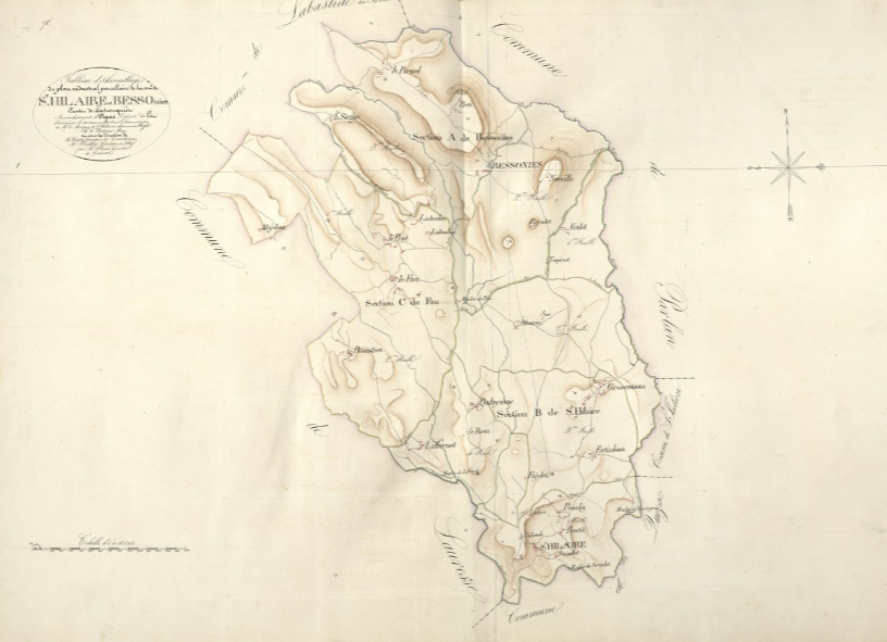 Tableau d'assemblage du cadastre napoléonien de Saint-Hilaire
